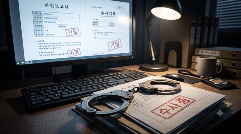 현직 경찰 불법 긴급체포 수사서류 조작 직권남용체포 기소 사법리스크 분석 삽화