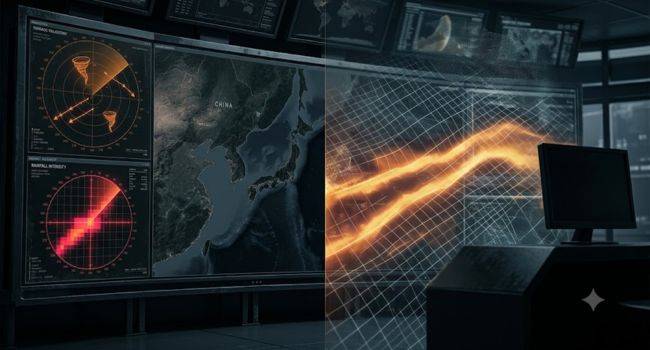 기상이변 기상이변일상화 중국토네이도 시속115km강풍 해양열파 WMO기후경고 해수면온도사상최고 기상청 유럽코페르니쿠스C3S 공공방재시스템 거시경제 분석 시네마틱 삽화