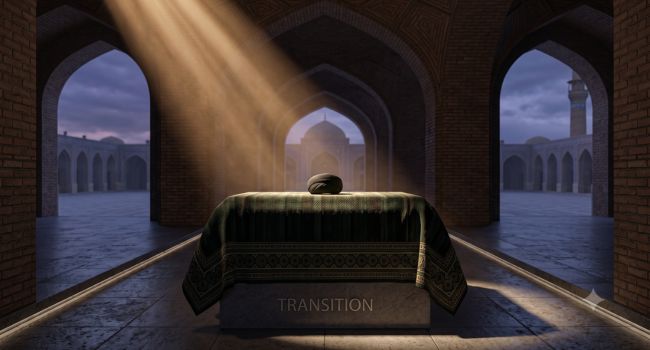 하메네이 장례식 테헤란 모살라 모스크 모즈타바 하메네이 최고지도자 중동 종전 지경학 분석 시네마틱 삽화